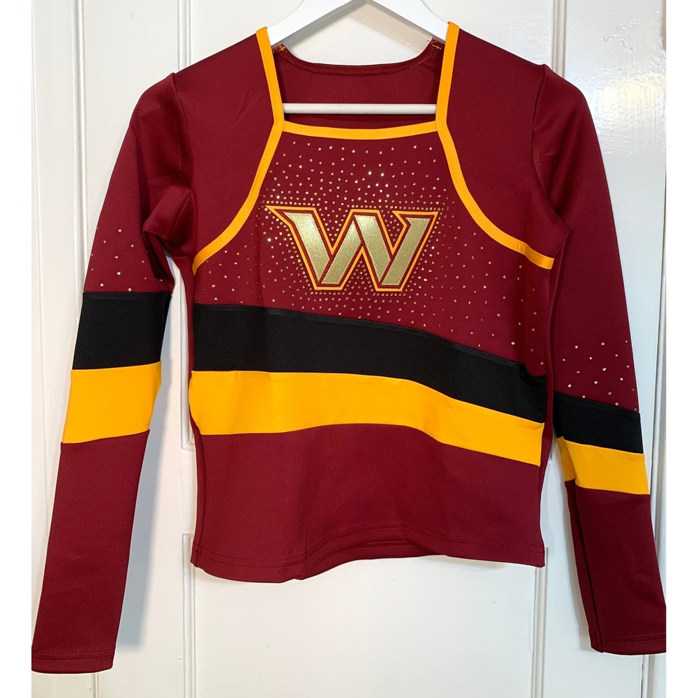 Washington Commanders Pro NFL Cheerleader Uniform Top Burgundy Gold Long Slv / M - Picture 3 of 12